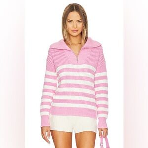 LINE The Label (John & Jenn) Chanel 1/4 Zip Striped Sweater- Candy Floss S/P